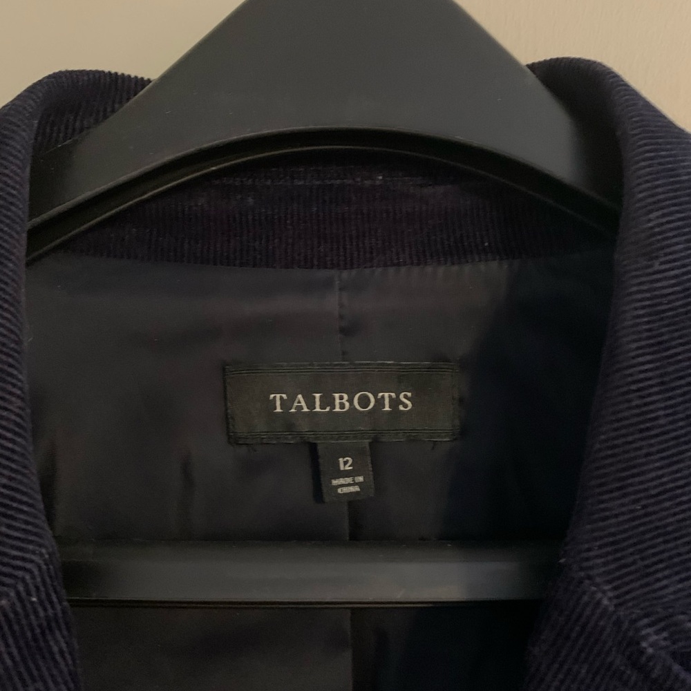 Talbots navy blue corduroy blazer with gold accents size 12 EUC - Picture 4 of 9